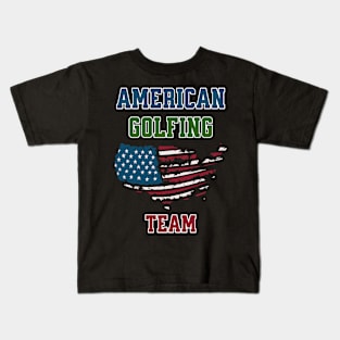 American Golfing. golfing, golf men, masters golf, golfer, golf women, birdie, golf hole, Kids T-Shirt